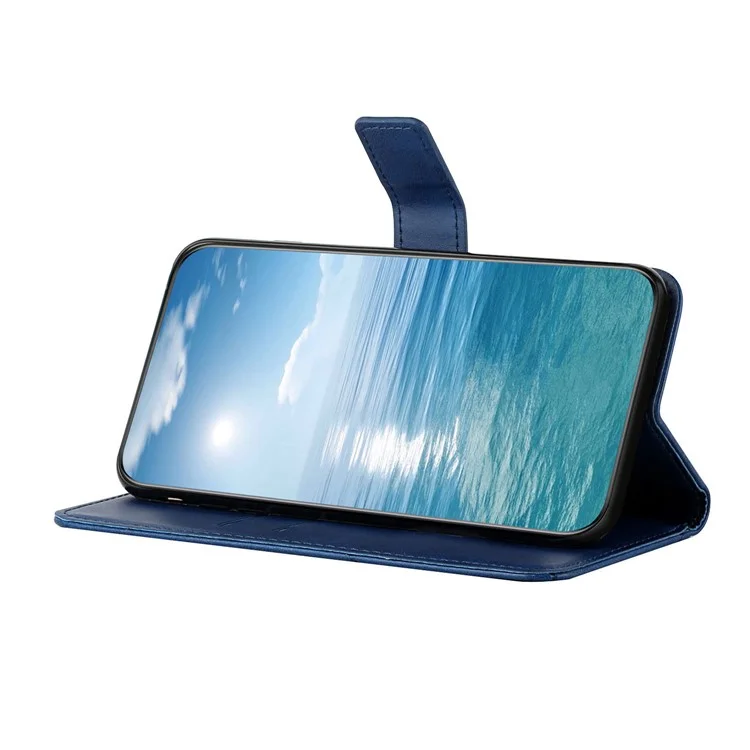 For Xiaomi 12T 5G / 12T Pro 5G / Redmi K50 Ultra 5G Solid Color Line Imprinting PU Leather Phone Shell, Wallet Stand Design Shockproof Magnetic Clasp Phone Case - Blue