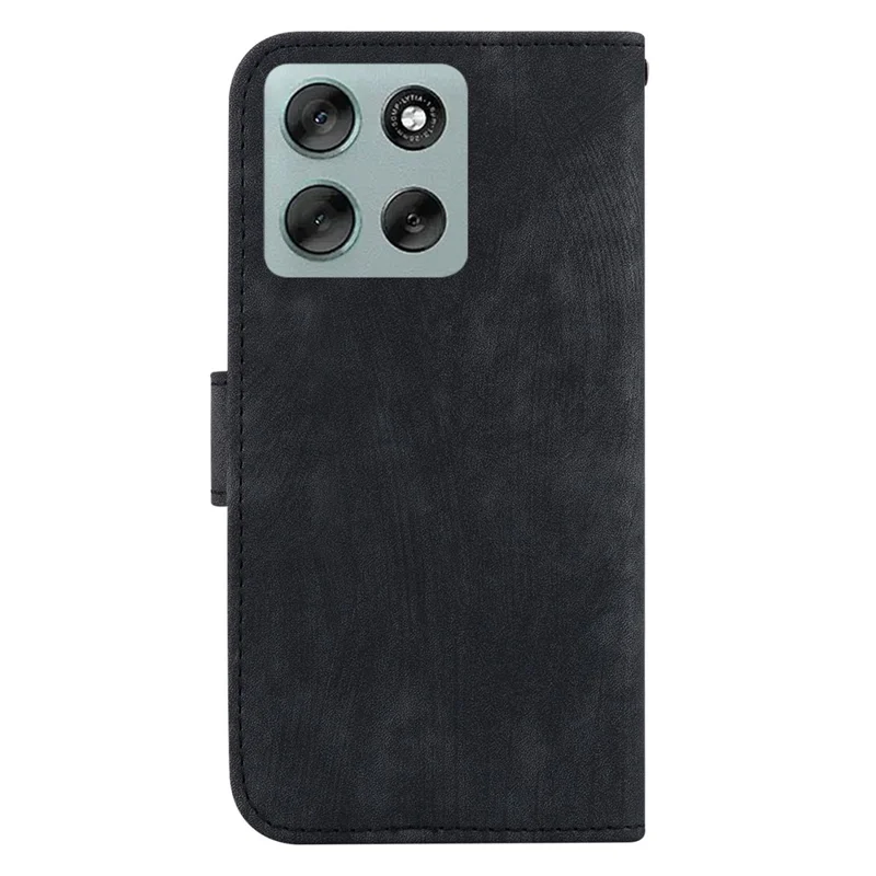 Für Motorola Moto G56 5G Wallet Hülle Tiger Imprint Leder Stoßfeste Handyhülle mit Handschlaufe - Schwarz