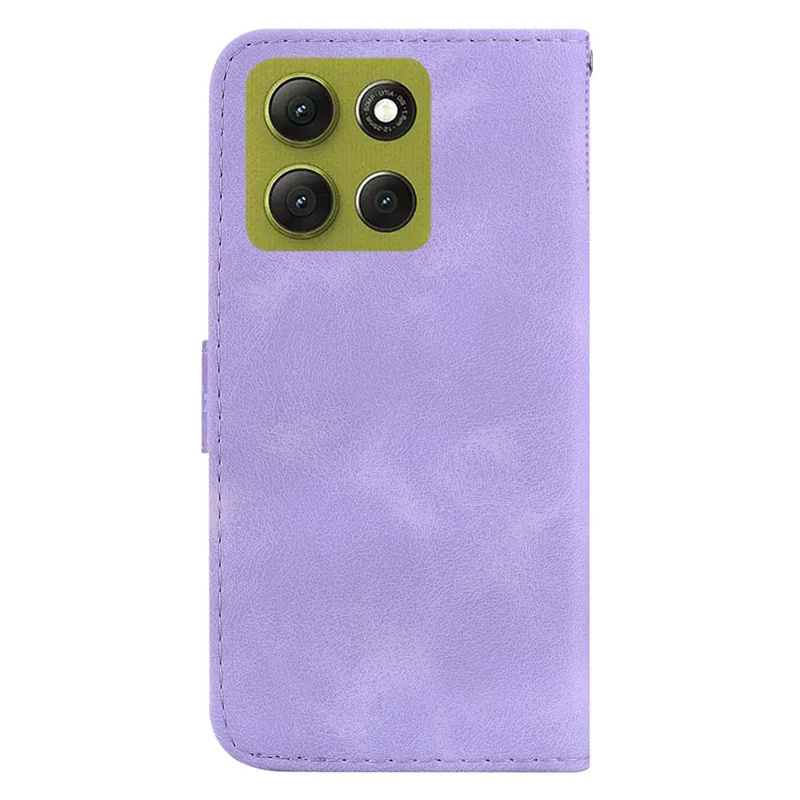 For Motorola Moto G86 5G Stand Case 7-Shaped Pattern Imprint Leather Phone Cover with Strap - Purple