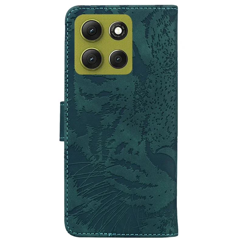 Funda tipo cartera de cuero con estampado de tigre para Motorola Moto G86 5G - Verde