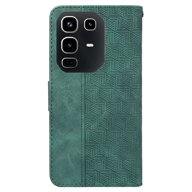 For Infinix Note 50 Pro 4G  /  Note 50 4G Case Geometry Pattern Leather Wallet Phone Cover with Wrist Strap - Green