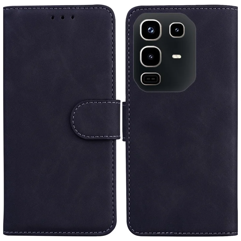 For Infinix Note 50 4G  /  Note 50 Pro 4G Case Solid Color Leather Wallet Phone Cover - Black