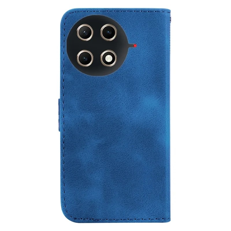 For TECNO Camon 30S 4G  /  30S Pro 4G Stand Case 7-Shaped Pattern Imprint Leather Phone Cover with Strap - Dark Blue