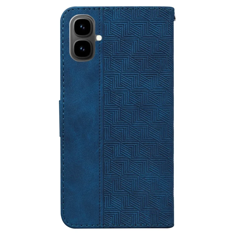 For Infinix Smart 10 Case Geometry Pattern Leather Wallet Phone Cover with Wrist Strap - Blue