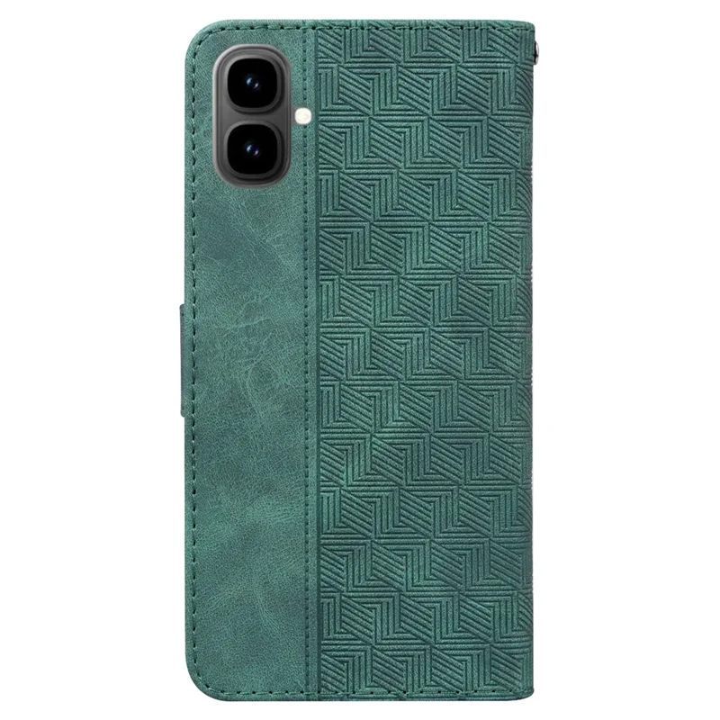 For Infinix Smart 10 Case Geometry Pattern Leather Wallet Phone Cover with Wrist Strap - Green