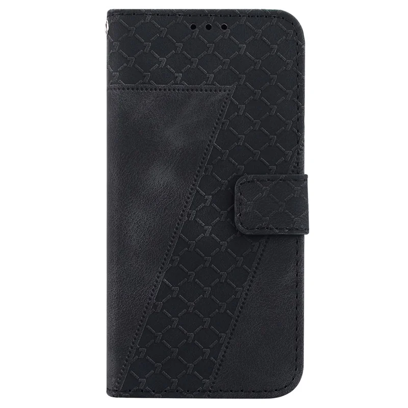 Funda de teléfono de cuero con correa y patrón en forma de 7 para Infinix Smart 10 - Negro