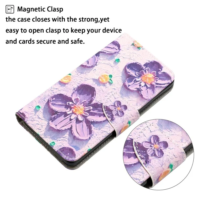 Für Xiaomi 12T 5G / 12T Pro 5G / Redmi K50 Ultra 5G Cross Texture PU-Leder stoßfeste Hülle Muster Drucken Flip Ständer Brieftasche - Lila Blume