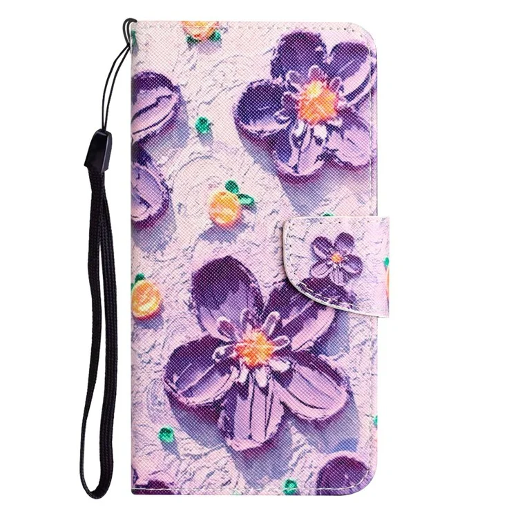 Für Xiaomi 12T 5G / 12T Pro 5G / Redmi K50 Ultra 5G Cross Texture PU-Leder stoßfeste Hülle Muster Drucken Flip Ständer Brieftasche - Lila Blume