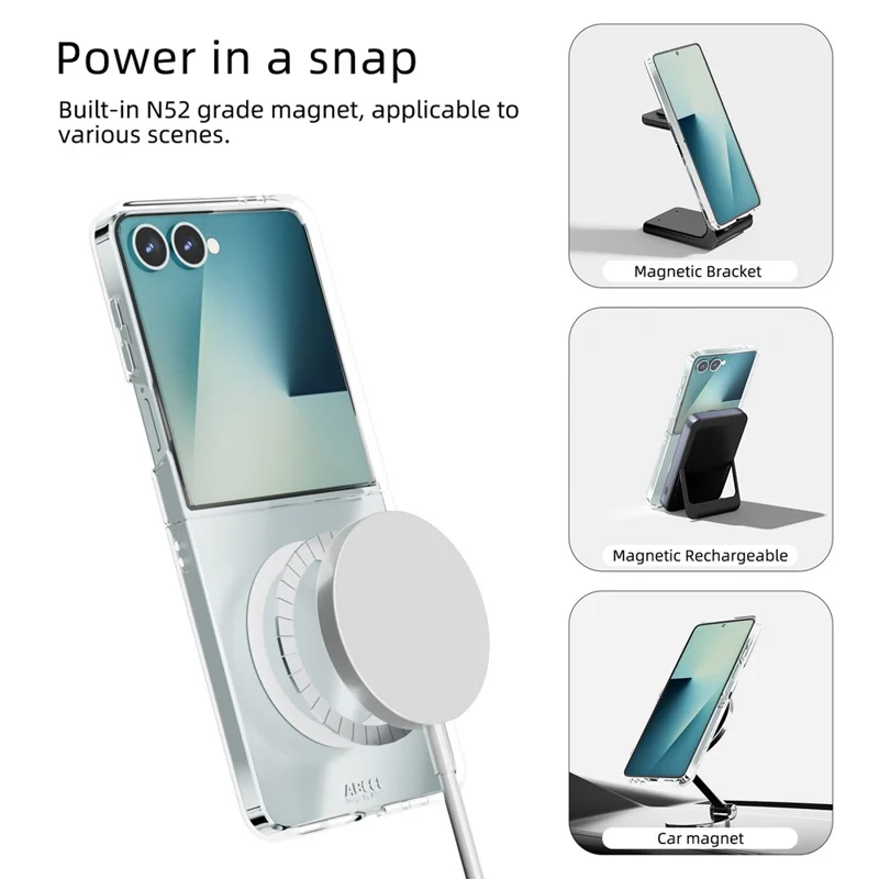ABEEL For Samsung Galaxy Z Flip7 5G Magnetic Case Clear PC Anti Scratch Phone Cover
