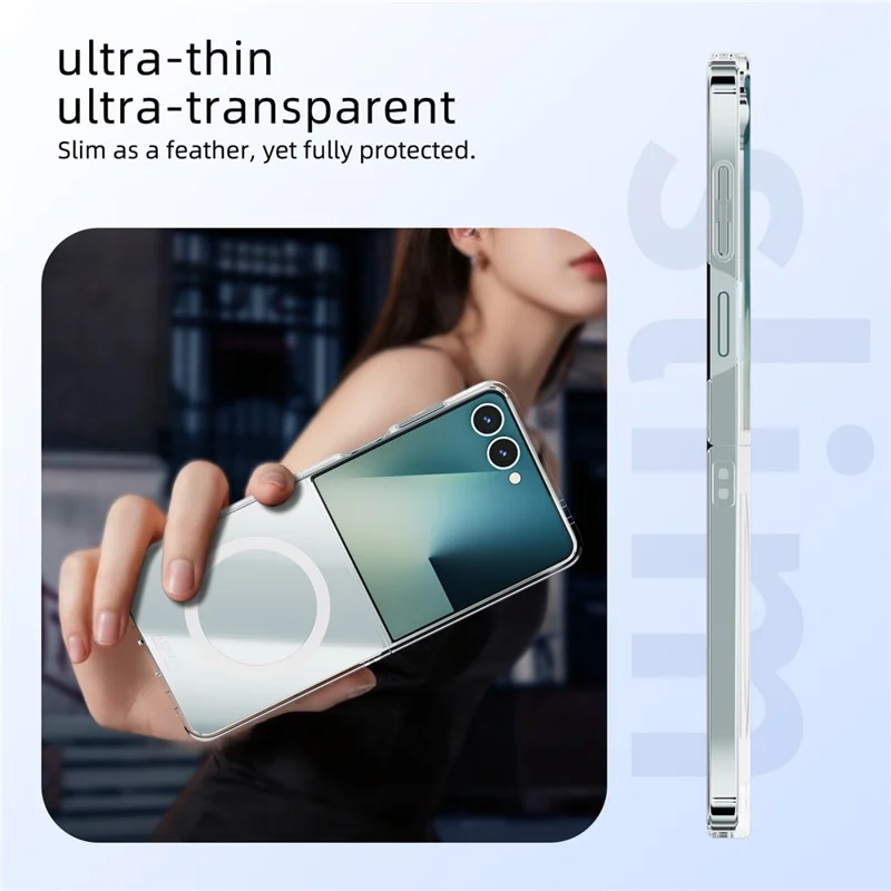 ABEEL For Samsung Galaxy Z Flip7 5G Magnetic Case Clear PC Anti Scratch Phone Cover