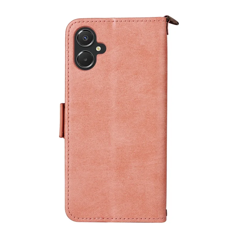 For Samsung Galaxy A07 4G Leather Case Magnetic Closure Wallet Stand Phone Cover with Crossbody Strap - Pink