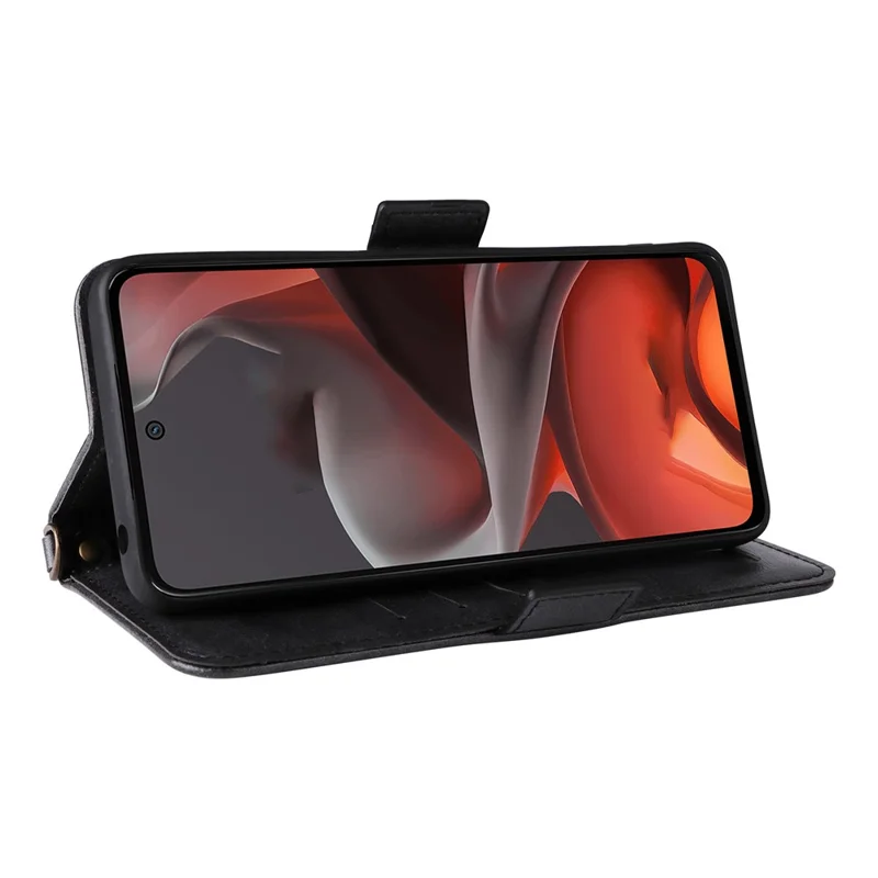 Funda de Cuero para Motorola Moto G15 Power 4G / G15 4G con Cierre Magnético, Soporte de Cartera y Correa Cruzada - Negro