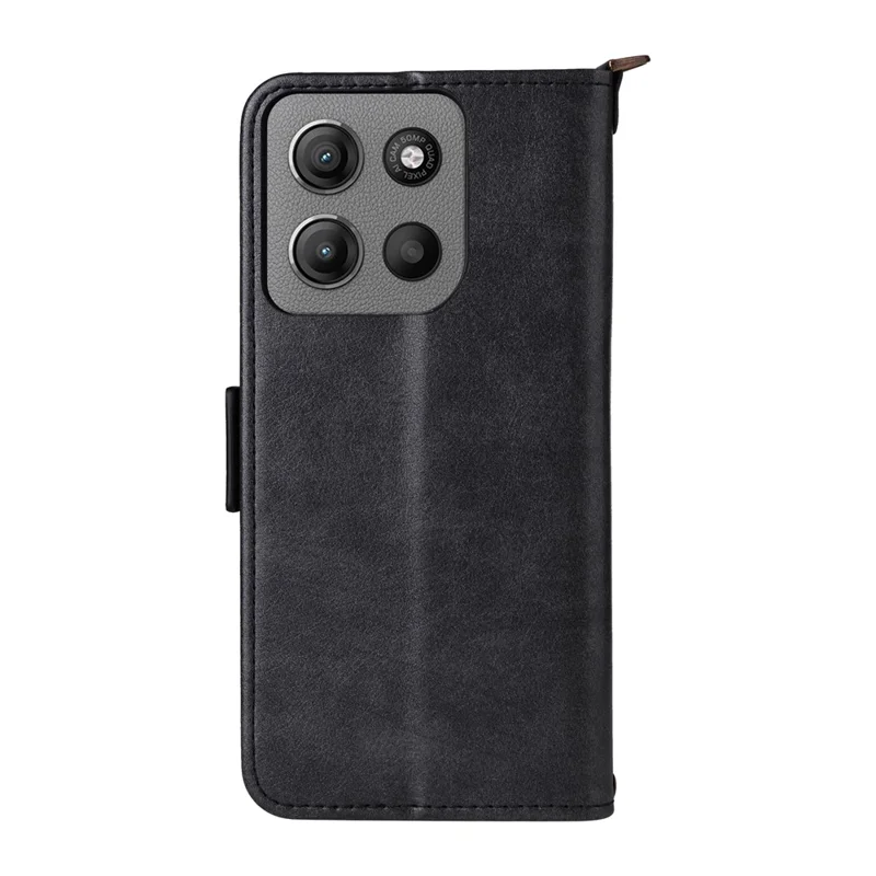 Funda de Cuero para Motorola Moto G15 Power 4G / G15 4G con Cierre Magnético, Soporte de Cartera y Correa Cruzada - Negro