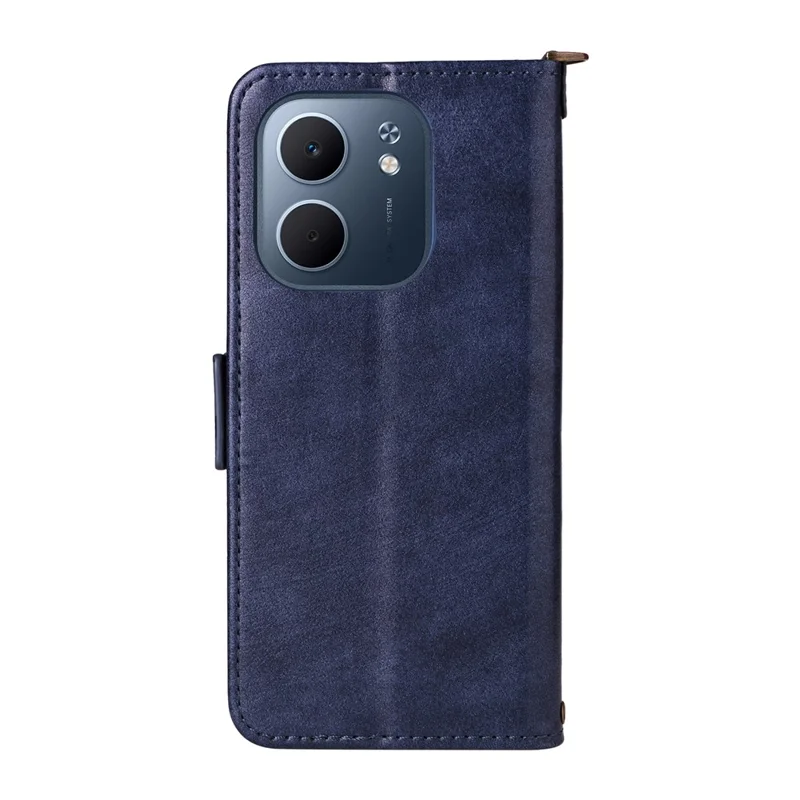 For Oppo A5x 5G  /  4G Leather Case Magnetic Closure Wallet Stand Phone Cover with Crossbody Strap - Blue