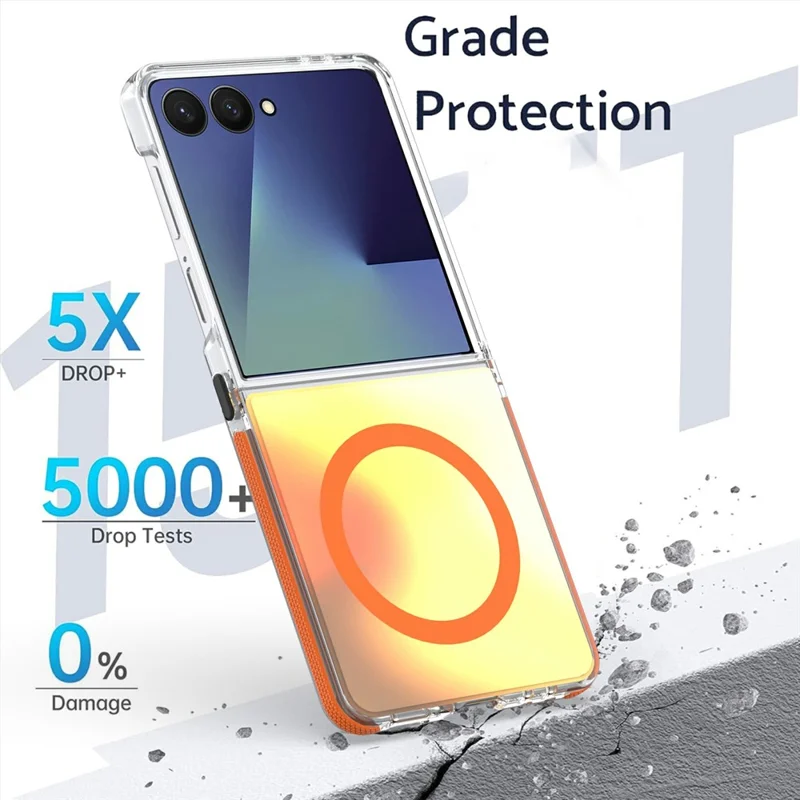 For Samsung Galaxy Z Flip7 5G Case Compatible with MagSafe Color Changing TPU Acrylic Phone Back Cover - Orange