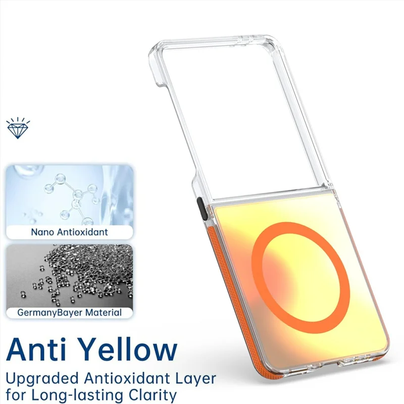 For Samsung Galaxy Z Flip7 5G Case Compatible with MagSafe Color Changing TPU Acrylic Phone Back Cover - Orange