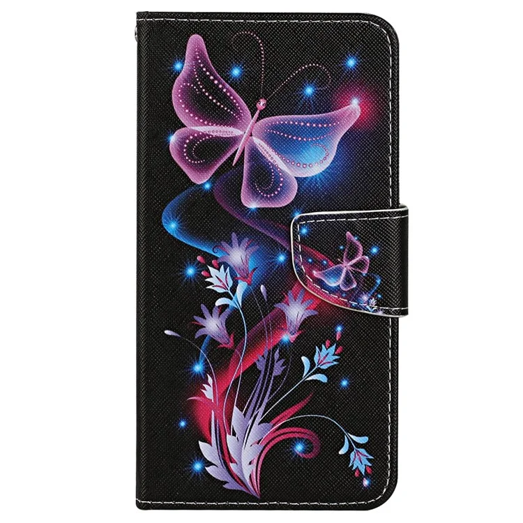 Для Xiaomi 12t 5g / 12t Pro 5g / Redmi K50 Ultra 5G Cross Texture Printing Printing Coleme Cover Cover pu Кожаная Подставка - Флуоресцентные Бабочки