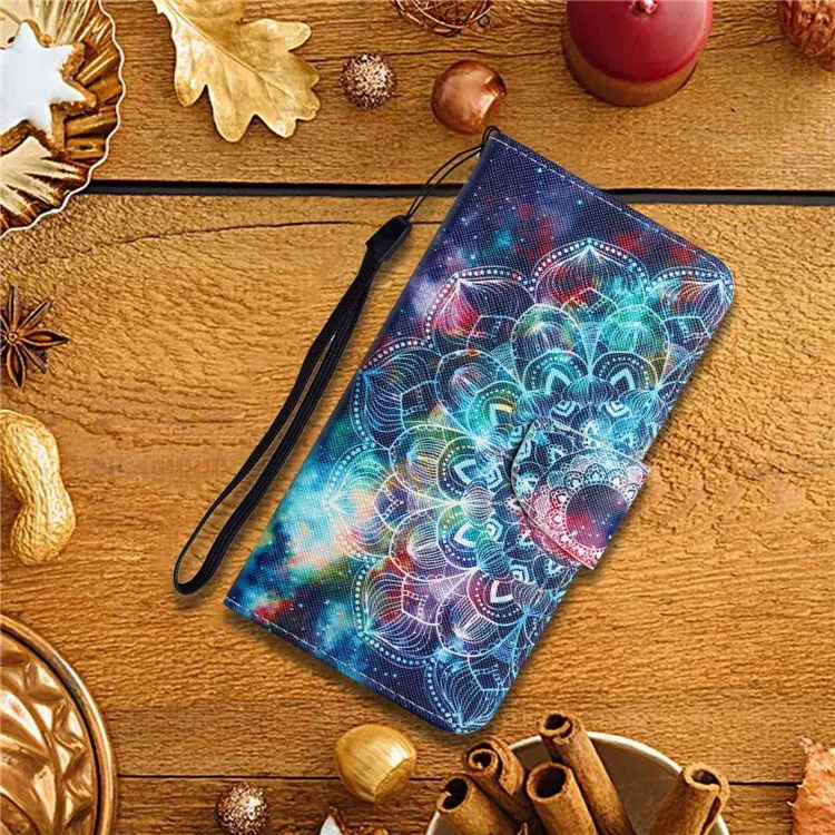 For Xiaomi 12T 5G / 12T Pro 5G / Redmi K50 Ultra 5G Cross Texture Pattern Printing Wallet Phone Cover PU Leather Stand Case - Starry Sky  /  Mandala
