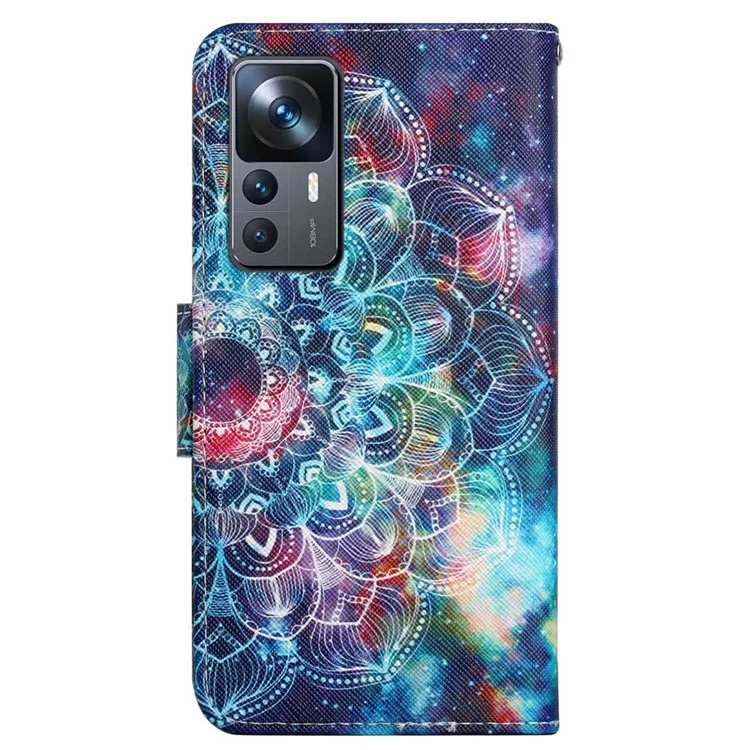 For Xiaomi 12T 5G / 12T Pro 5G / Redmi K50 Ultra 5G Cross Texture Pattern Printing Wallet Phone Cover PU Leather Stand Case - Starry Sky  /  Mandala