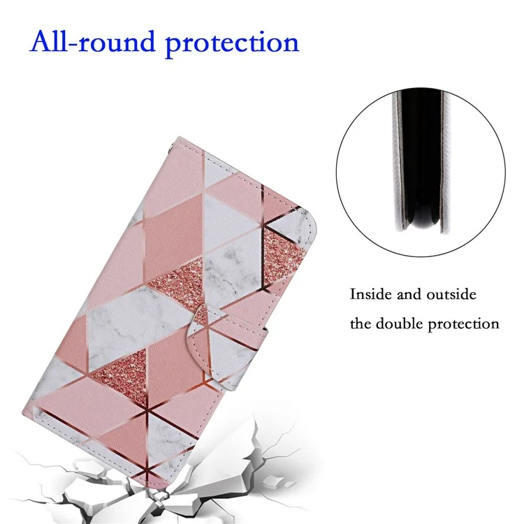 Für Xiaomi 12T 5G / 12T Pro 5G / Redmi K50 Ultra 5G Cross Texture Pattern Printing Wallet Phone Cover PU Leder Stand Case - Marble Pattern