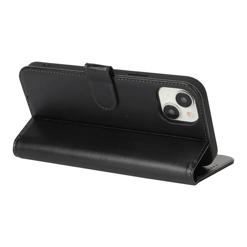Für iPhone 15 Plus / 14 Plus Ständer Hülle Stoßfeste Lederbrieftasche Handyhülle - Schwarz
