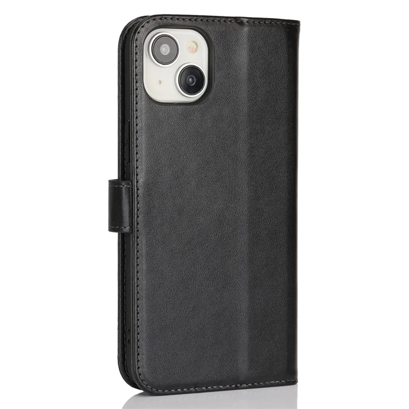Für iPhone 15 Plus / 14 Plus Ständer Hülle Stoßfeste Lederbrieftasche Handyhülle - Schwarz