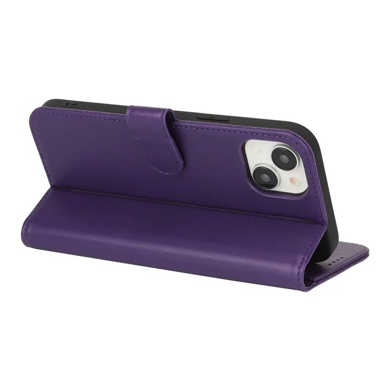 For iPhone 15 Plus / 14 Plus Stand Case Shockproof Leather Wallet Phone Cover - Dark Purple