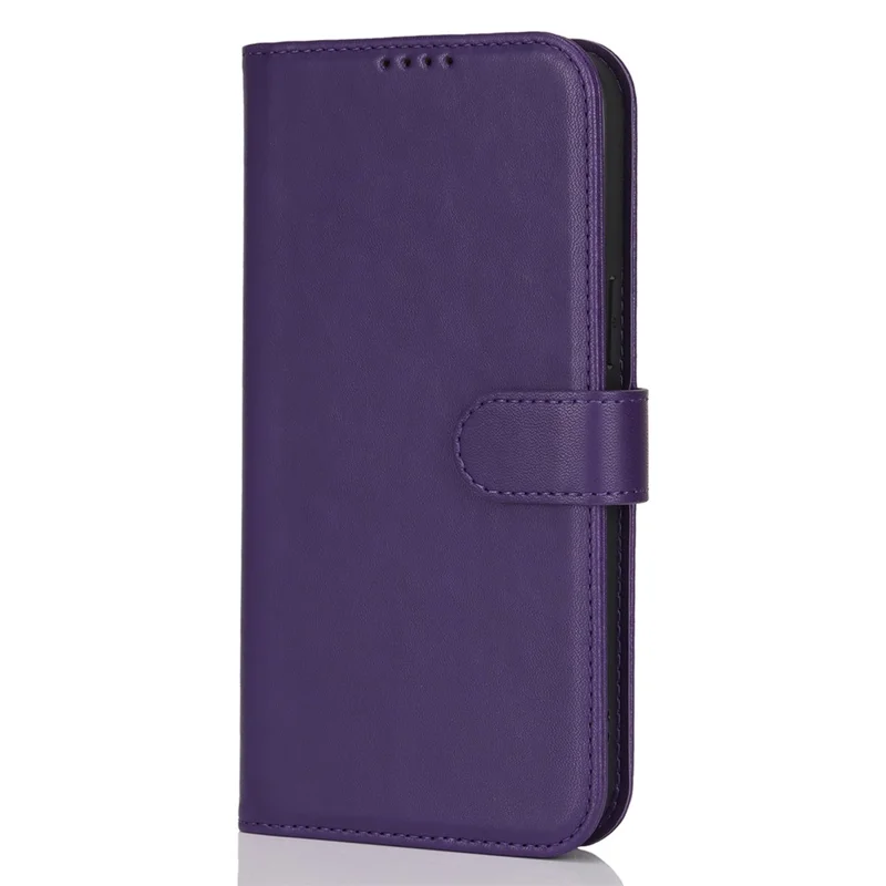 For iPhone 15 Plus / 14 Plus Stand Case Shockproof Leather Wallet Phone Cover - Dark Purple