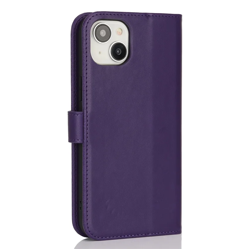 For iPhone 15 Plus / 14 Plus Stand Case Shockproof Leather Wallet Phone Cover - Dark Purple