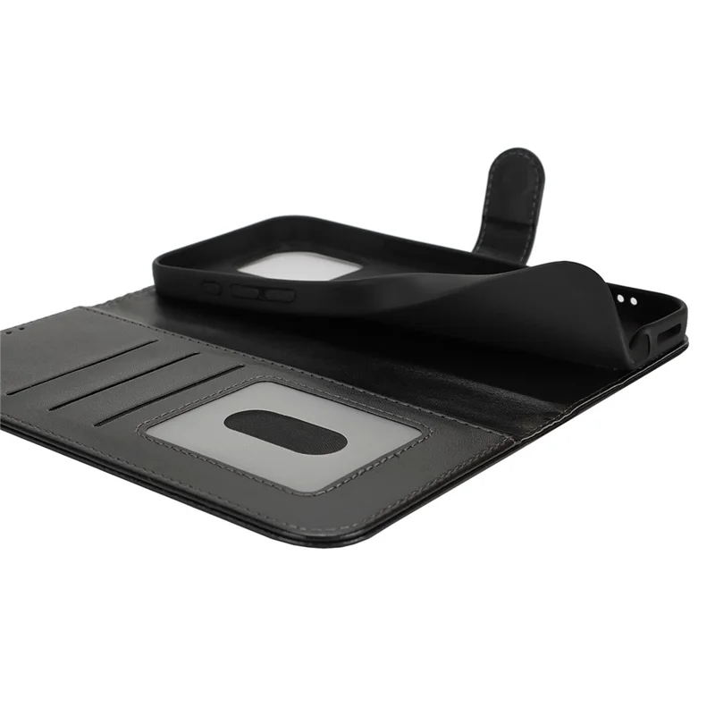 For iPhone 16 Pro Max Stand Case Shockproof Leather Wallet Phone Cover - Black