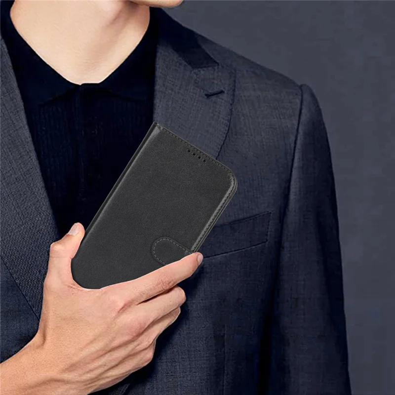 For iPhone 16 Pro Max Stand Case Shockproof Leather Wallet Phone Cover - Black