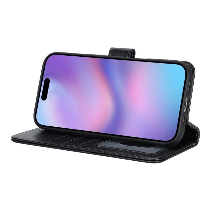 For iPhone 17 Stand Case Shockproof Leather Wallet Phone Cover - Black