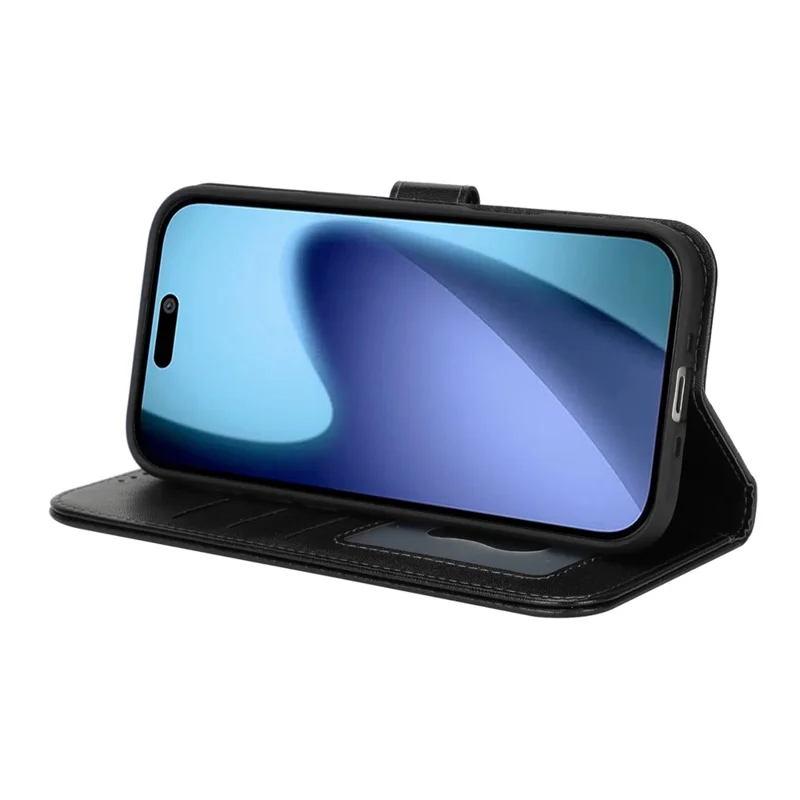 For iPhone 17 Air Stand Case Shockproof Leather Wallet Phone Cover - Black