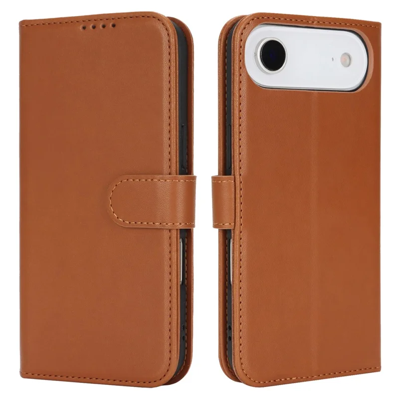 For iPhone Air Stand Case Shockproof Leather Wallet Phone Cover - Light Brown