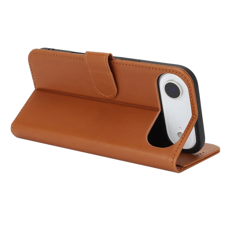 For iPhone Air Stand Case Shockproof Leather Wallet Phone Cover - Light Brown
