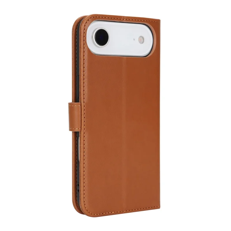 For iPhone Air Stand Case Shockproof Leather Wallet Phone Cover - Light Brown