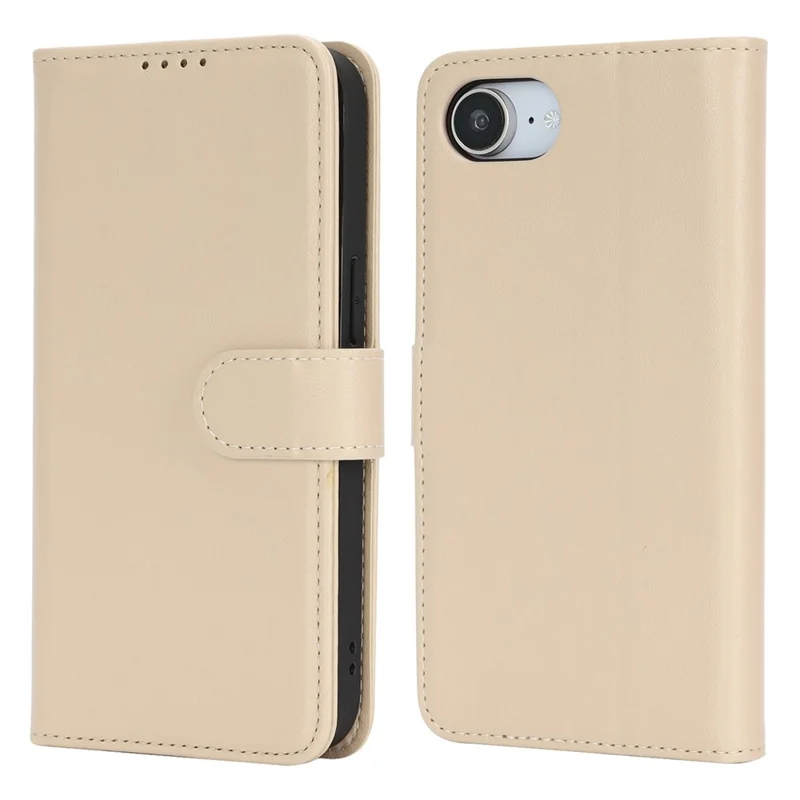 Für iPhone 16e Ständer Hülle Stoßfest Leder Geldbörse Handyhülle - Beige