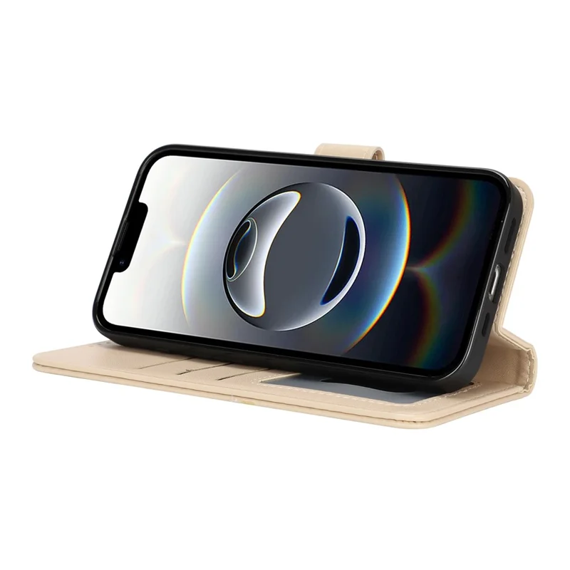 Für iPhone 16e Ständer Hülle Stoßfest Leder Geldbörse Handyhülle - Beige
