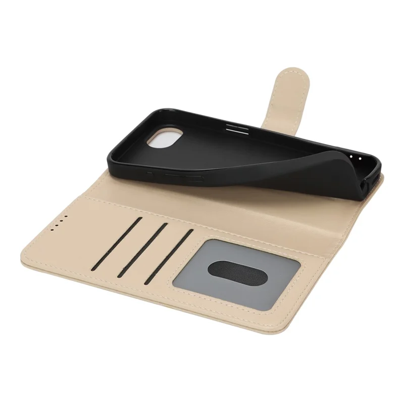 Für iPhone 16e Ständer Hülle Stoßfest Leder Geldbörse Handyhülle - Beige
