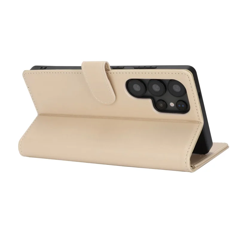 For Samsung Galaxy S24 Ultra Stand Case Shockproof Leather Wallet Phone Cover - Beige
