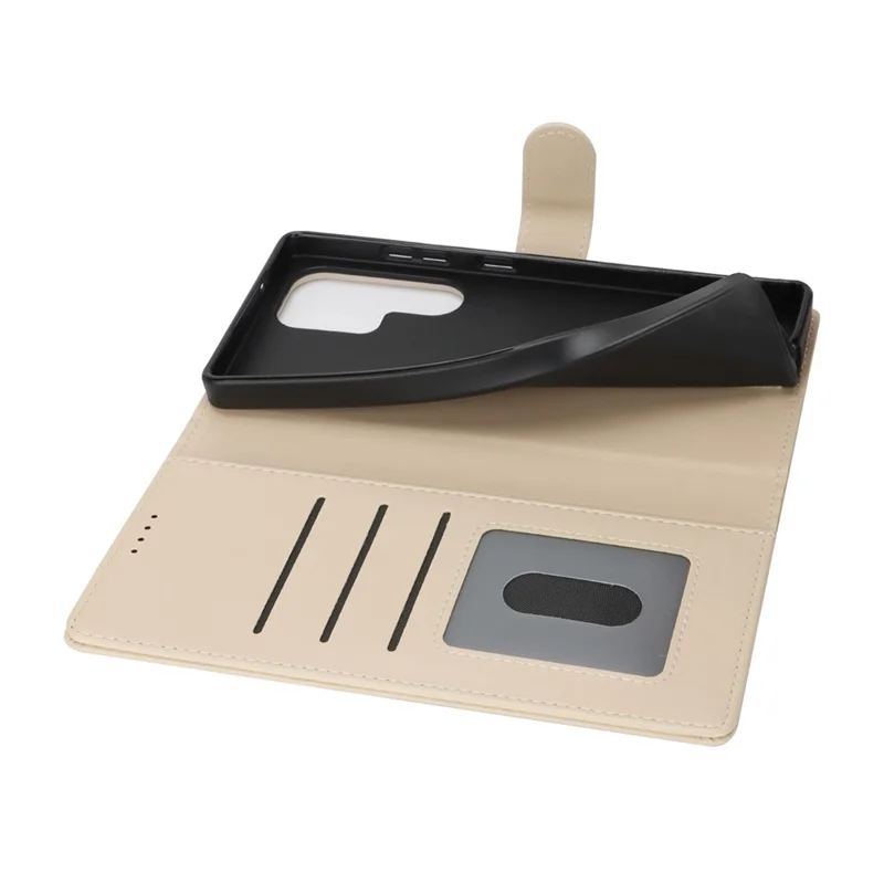 For Samsung Galaxy S24 Ultra Stand Case Shockproof Leather Wallet Phone Cover - Beige
