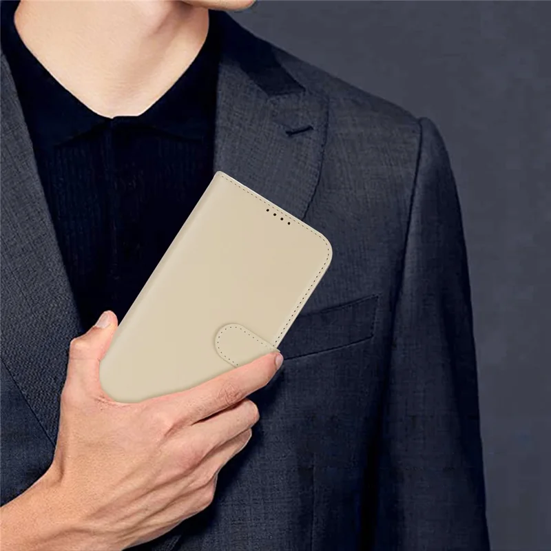 For Samsung Galaxy S24 Ultra Stand Case Shockproof Leather Wallet Phone Cover - Beige