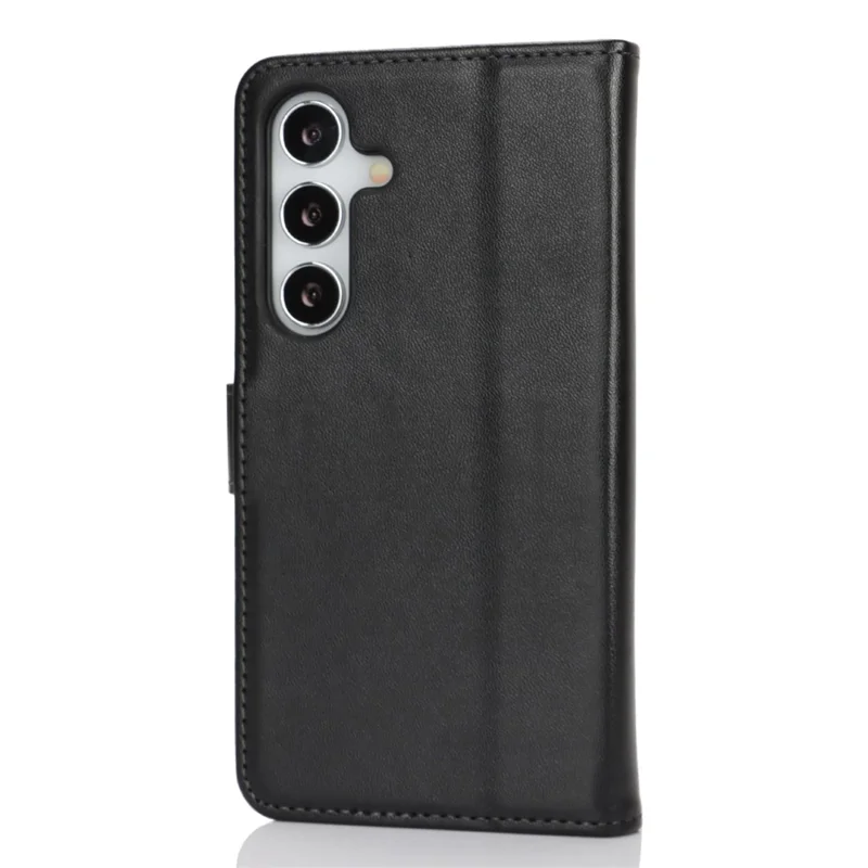 Funda con Soporte para Samsung Galaxy S25 Anticaídas de Cuero con Cartera - Negro