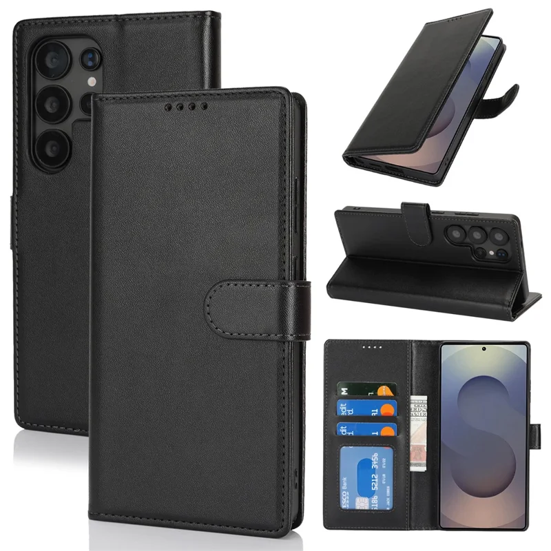 Étui portefeuille en cuir antichoc pour Samsung Galaxy S25 Ultra - Noir