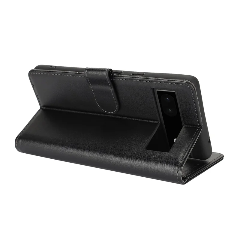 For Google Pixel 6a Stand Case Shockproof Leather Wallet Phone Cover - Black