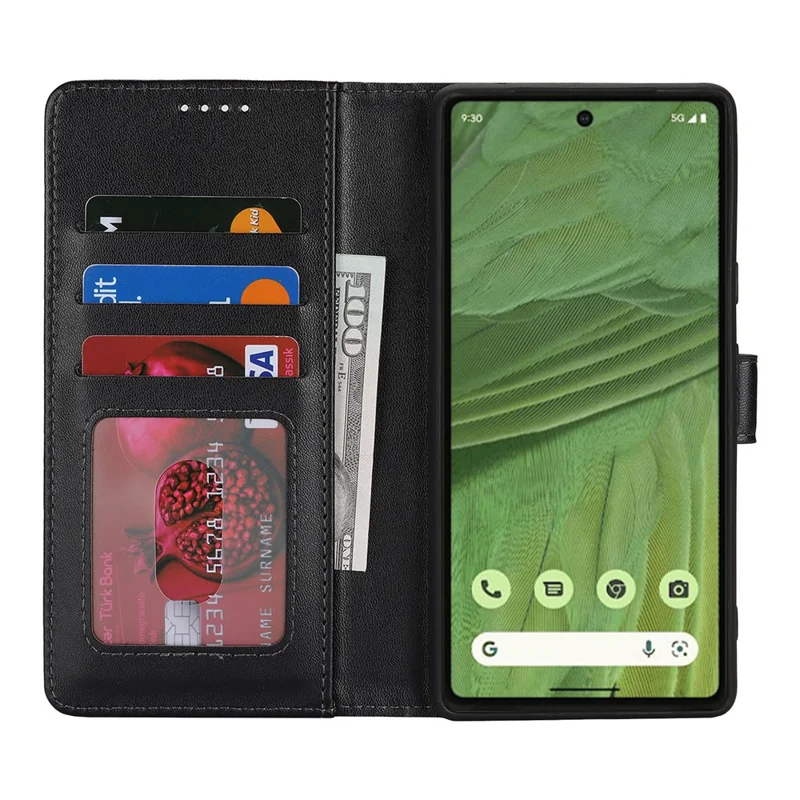 For Google Pixel 7 5G Stand Case Shockproof Leather Wallet Phone Cover - Black