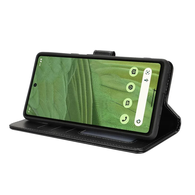 For Google Pixel 7 5G Stand Case Shockproof Leather Wallet Phone Cover - Black
