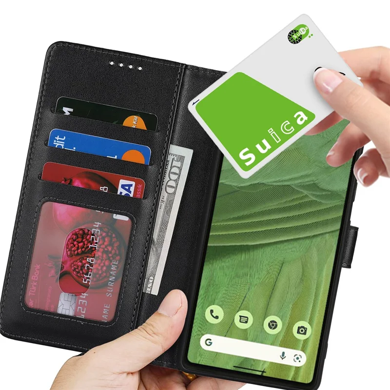 For Google Pixel 7 5G Stand Case Shockproof Leather Wallet Phone Cover - Black