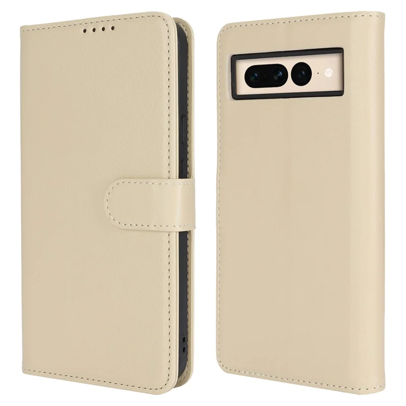 For Google Pixel 7 Pro 5G Stand Case Shockproof Leather Wallet Phone Cover - Beige