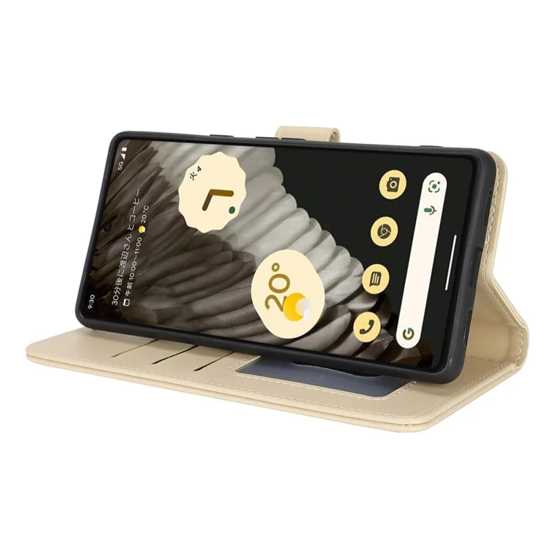 For Google Pixel 7 Pro 5G Stand Case Shockproof Leather Wallet Phone Cover - Beige